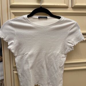 Brandy Melville White Ruffle Hem Top